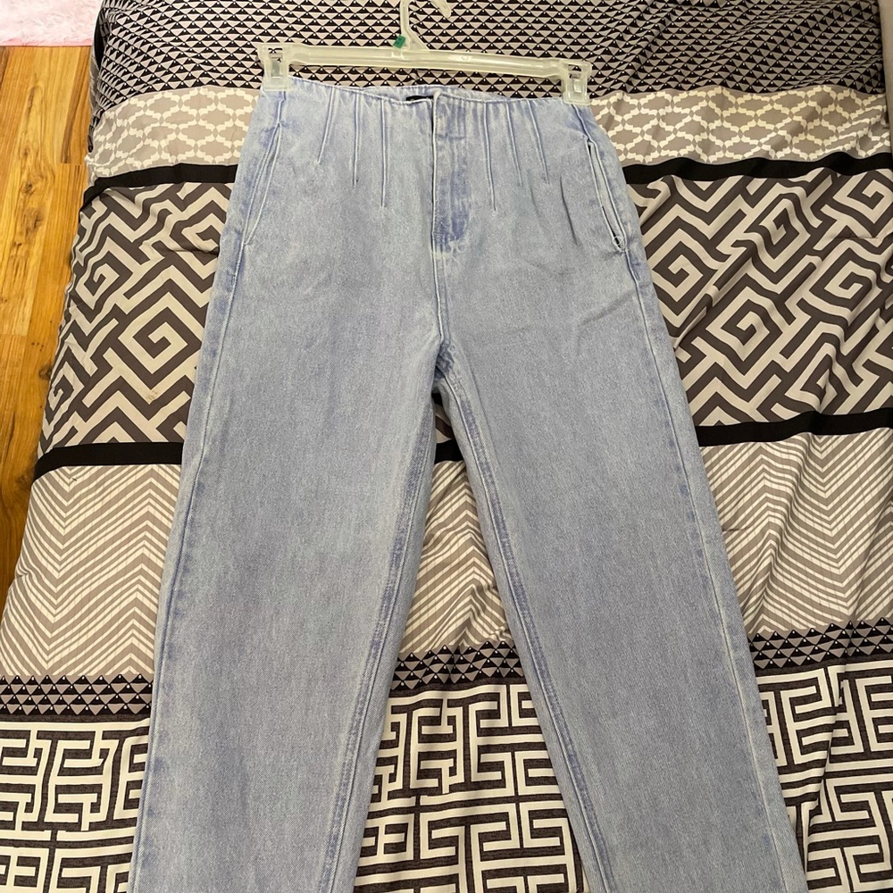 blue riot seam corset detail highwaisted jeans, us 4- uk 8